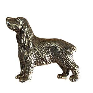 Vtg Cocker Spaniel Dog Brooch Scatter Tie Pin Gold Tone Mans Womans Best Friend
